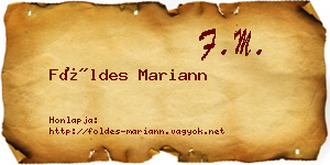 Földes Mariann névjegykártya