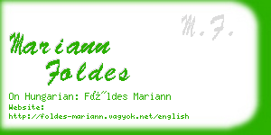 mariann foldes business card